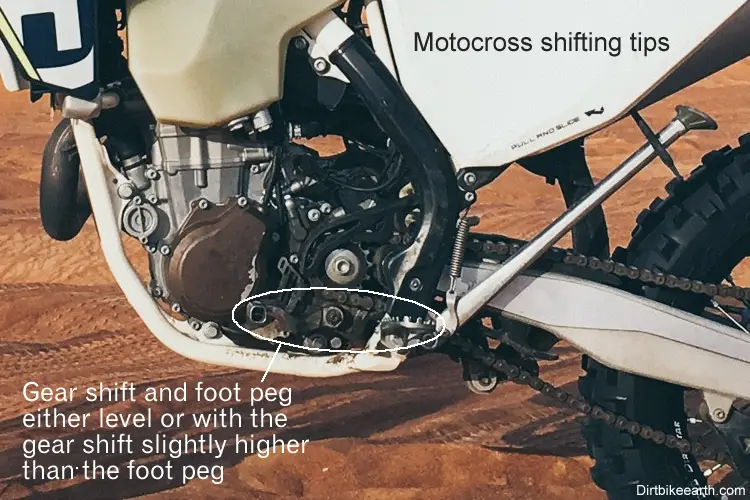 Motocross Shifting Tips - gear shift level with foot peg or slightly higher