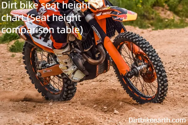 Dirt bike seat height chart - Seat height comparison table